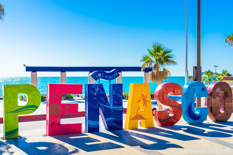 Colorful Puerto Peñasco city sign at the Malecón
